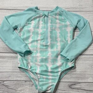 Wonder Nation Toddler Girls Aqua Tie-Dye Rash-guard Swim